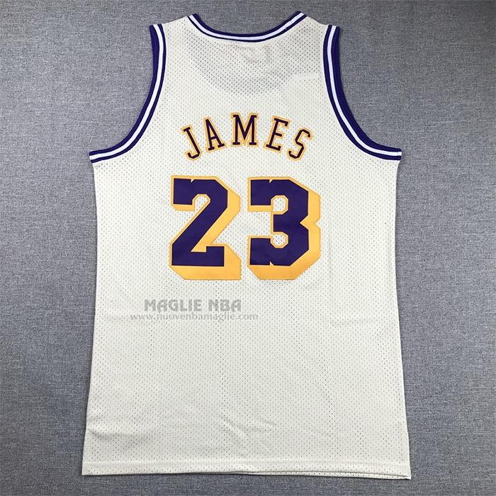 Maglia
 Lebron James NO 23 Los Angeles Lakers Mitchell & Ness Chainstitch Crema

